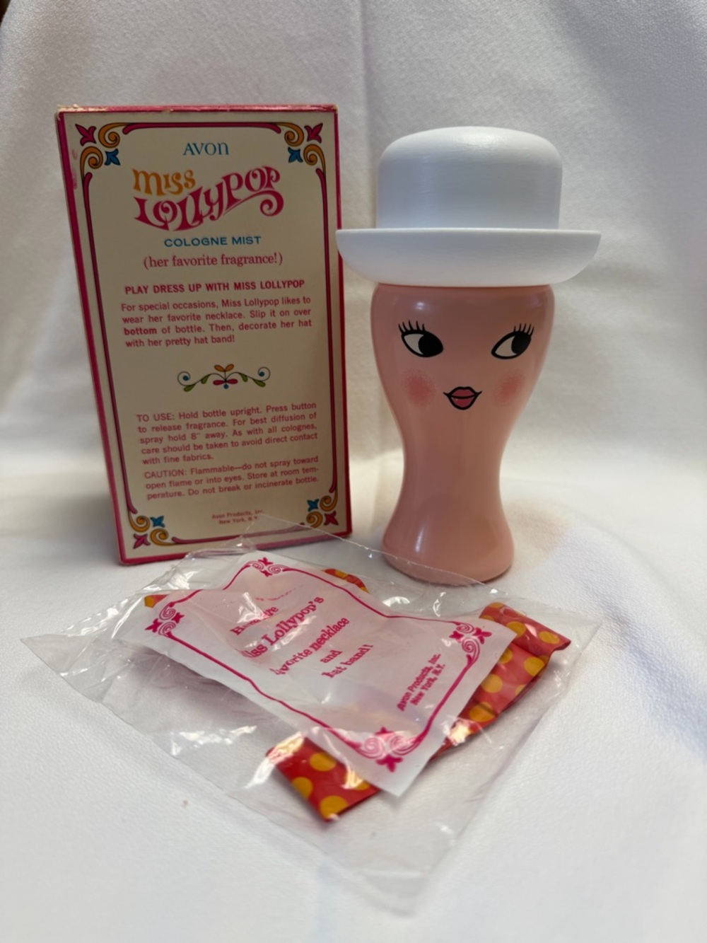 NOS 1967 Collectible Avon Miss Lollypop Pink Face Bottle with White Hat